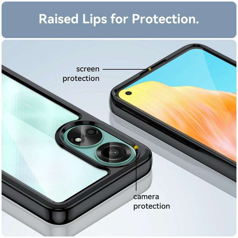 For OPPO A58 4G Colorful Series Acrylic Hybrid TPU Phone Case(Black)