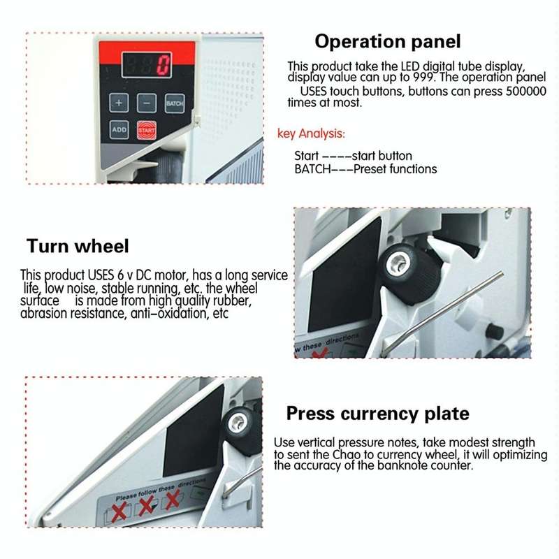 V40 Handheld Mini Portable Small Money Counting Machine, Specification: JP Plug
