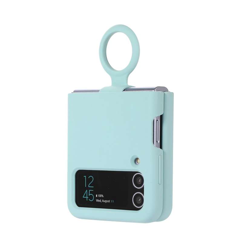 For Samsung Galaxy Flip 4 Silicone Integrated Ring Buckle Phone Case(Sky Blue)