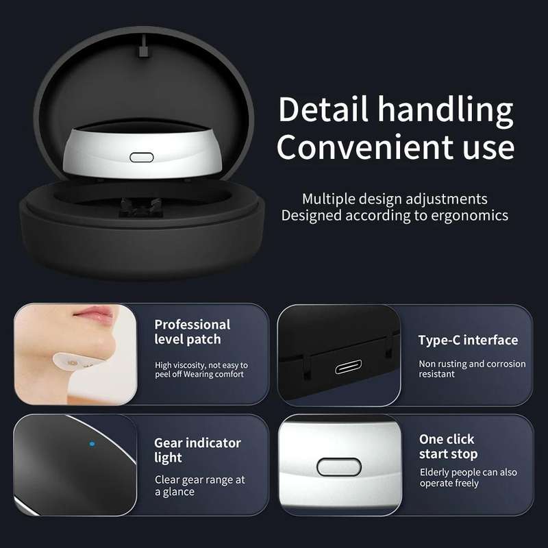Smart Anti-snoring Device TENS Double Pulse Sound Wave Induction Sleep Snoring Breathing Correcto...