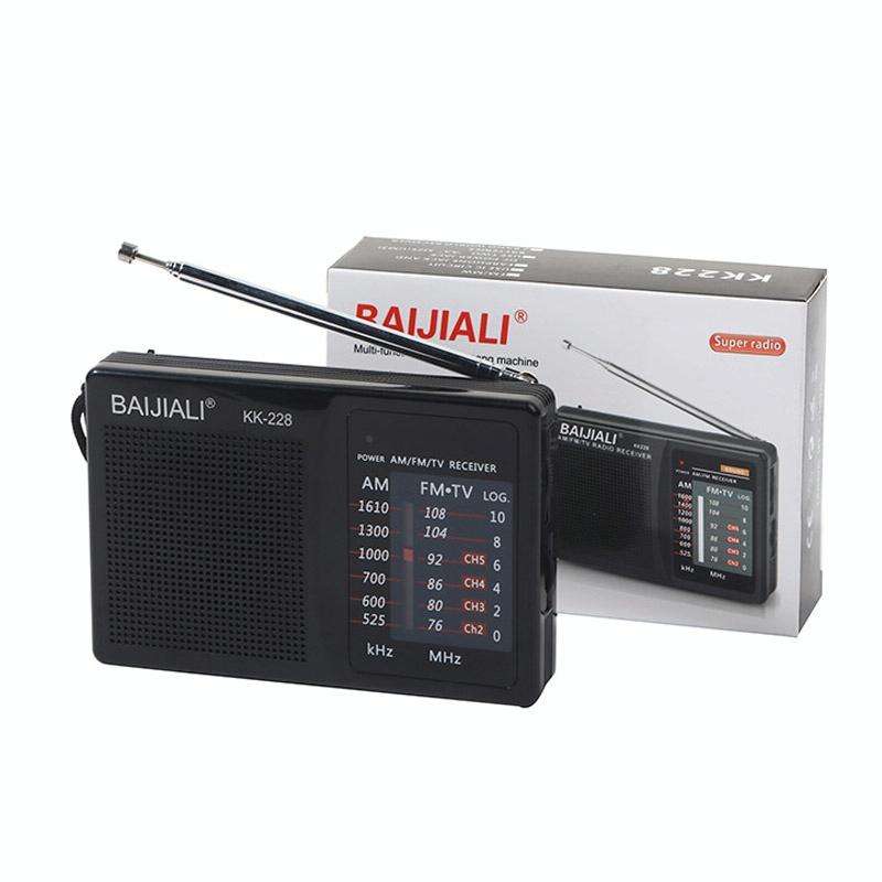 BAIJIALI BJL228 Retro Portable Two Band FM AM Radio Built-in Speaker(Black)