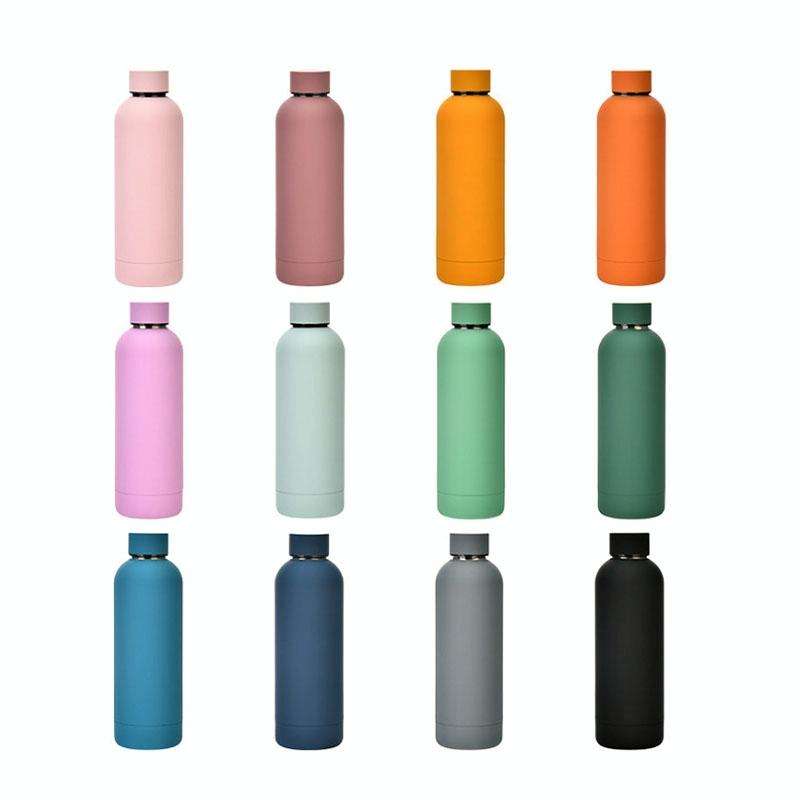 Stainless Steel Outdoor Matte Water Bottle Portable Sports Water Cup Rubber Paint Insulation Cup(...