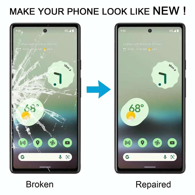 For Google Pixel 6a Front Screen Outer Glass Lens with OCA Optically Clear Adhesive