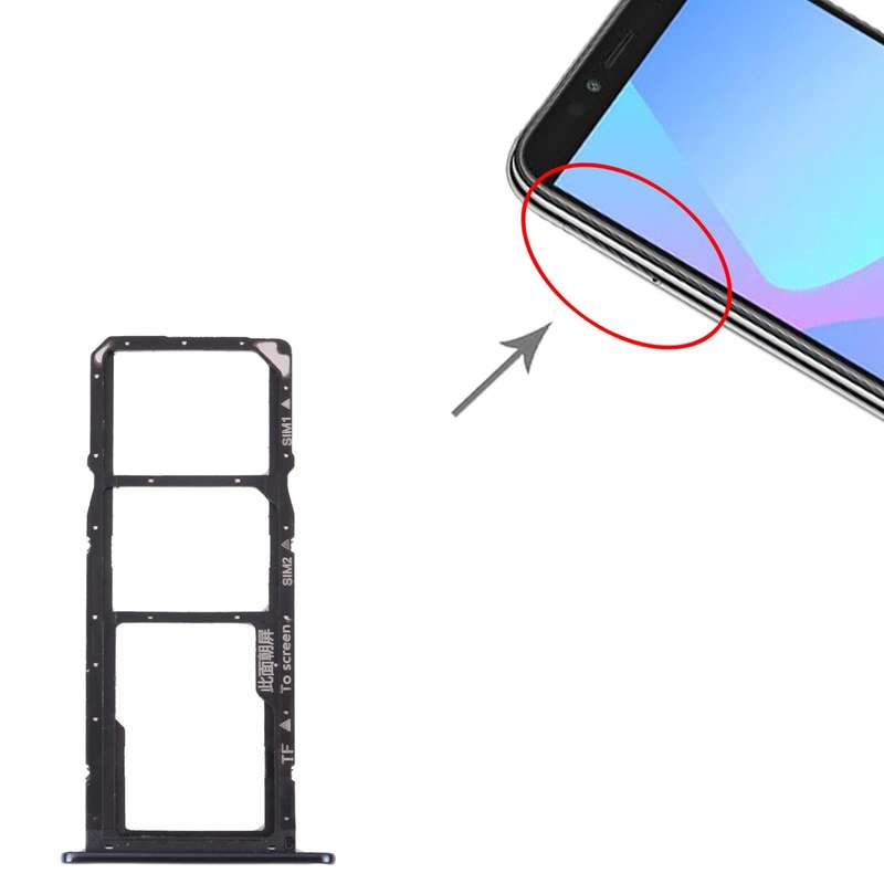 SIM Card Tray + SIM Card Tray + Micro SD Card Tray for Huawei Y6 Prime (2018) (Black)