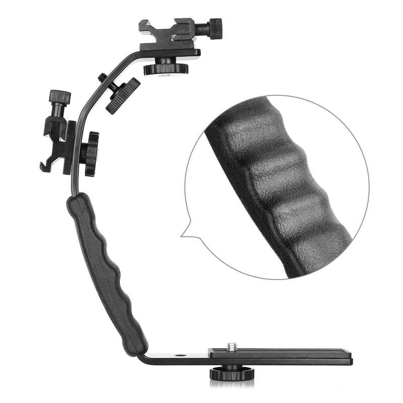 L-Shaped Aluminum Flash Bracket Camera Holder(Black)