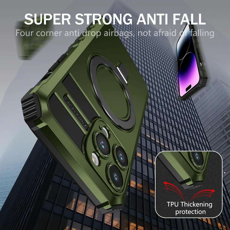 For iPhone 15 Pro MagSafe Magnetic Holder Phone Case(Green)