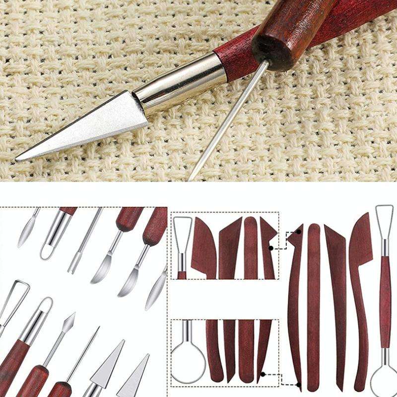11 PCS/Set Pottery Wooden Rod Carving Scraper Clay Aid