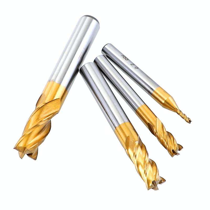 7 PCS/Set High-Speed Steel And Aluminum End Face Milling Cutter With Straight Shank Titanium-Plat...