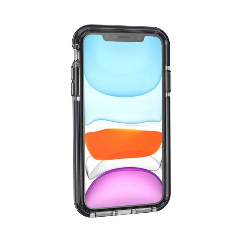 For iPhone 11 Grid Pattern Shockproof Transparent TPU Protective Case(Black)