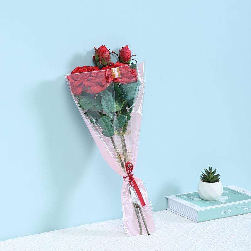Flower Packaging Bag Trapezoid Bag Dried Flower Bag(Pink)