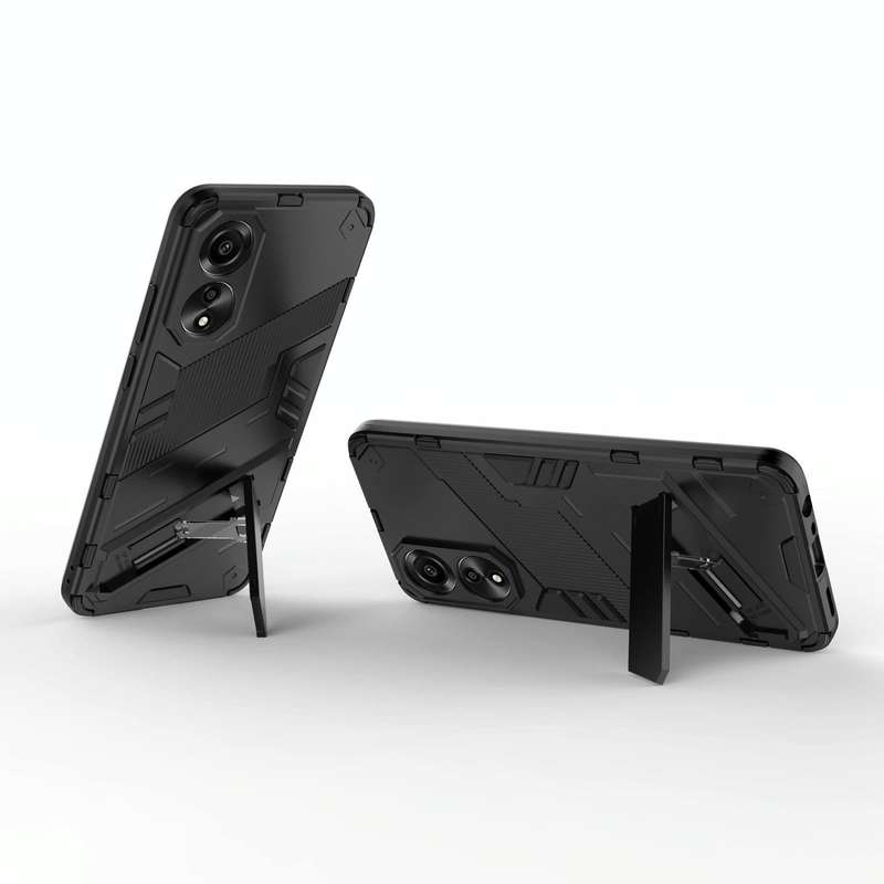 For OPPO A78 4G Punk Armor 2 in 1 PC + TPU Phone Case with Holder(Black)