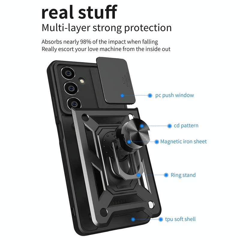 For Samsung Galaxy S23 FE 5G Sliding Camera Cover Design TPU+PC Phone Case(Rose Gold)