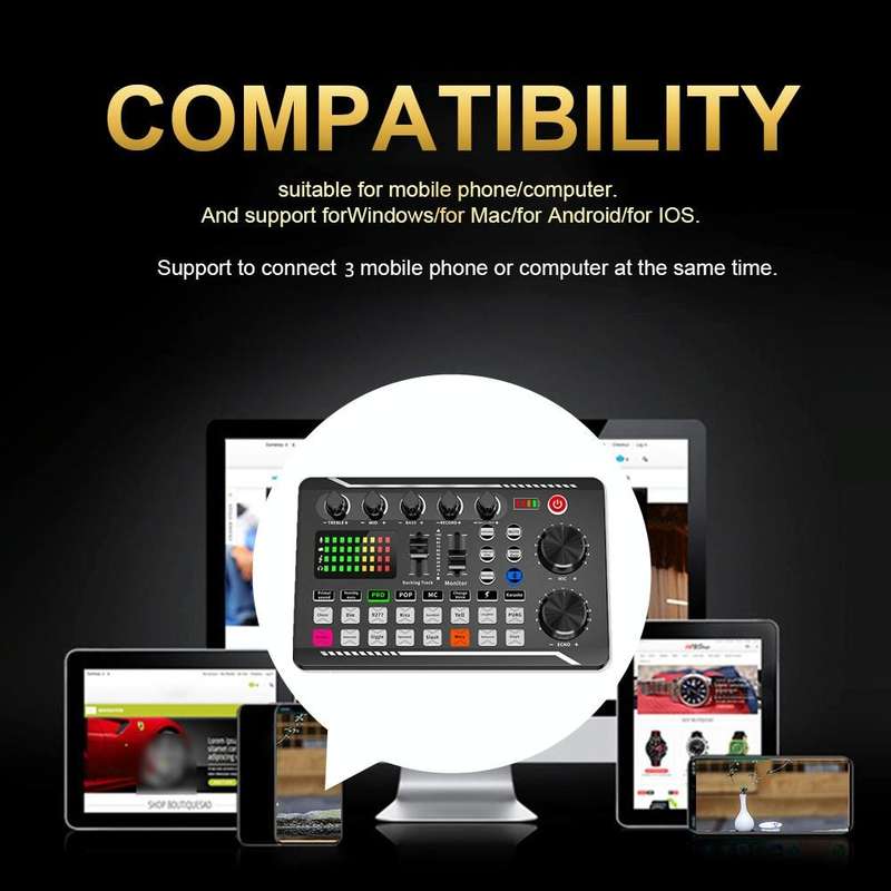 F998 Live Sound Card 16 Sound Effects Noise Reduction Mixers