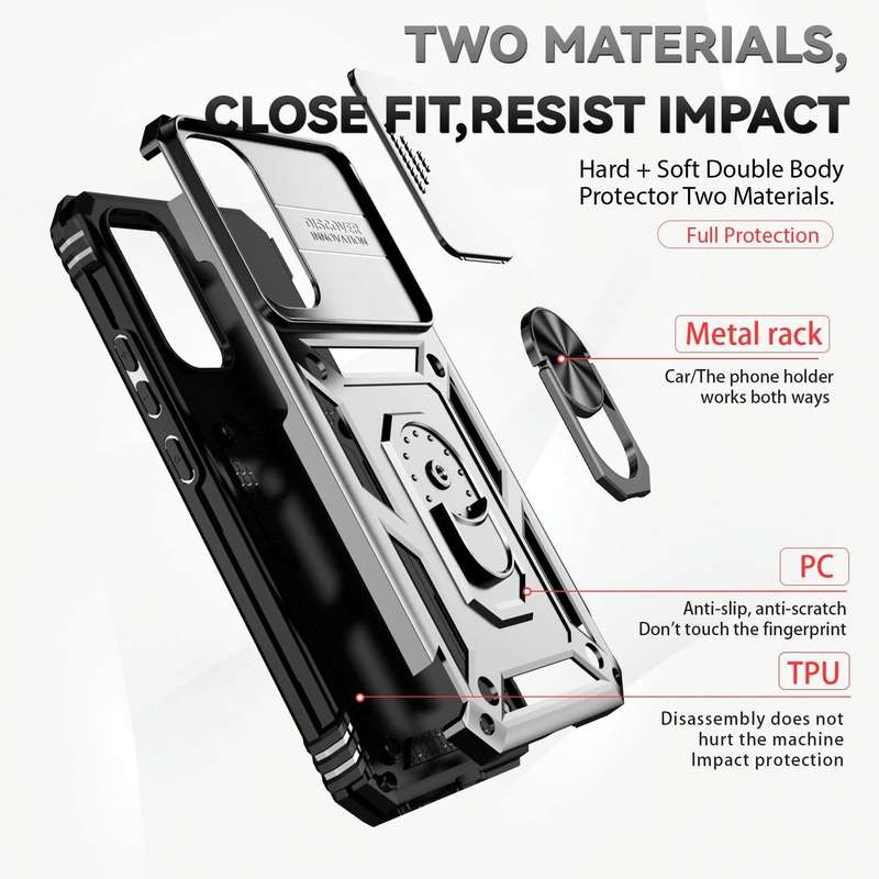 For Samsung Galaxy A34 5G Sliding Camshield Holder Phone Case(Silver)