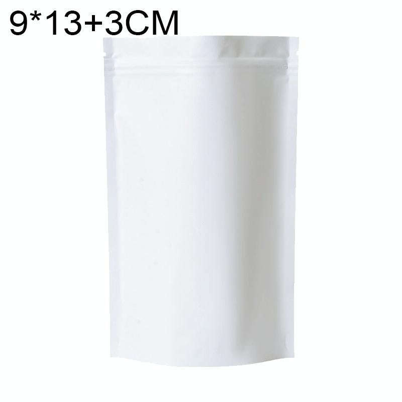 100 PCS/Set Matte Aluminum Foil Snack Stand-up Pouch, Size:9x13+3cm(White)