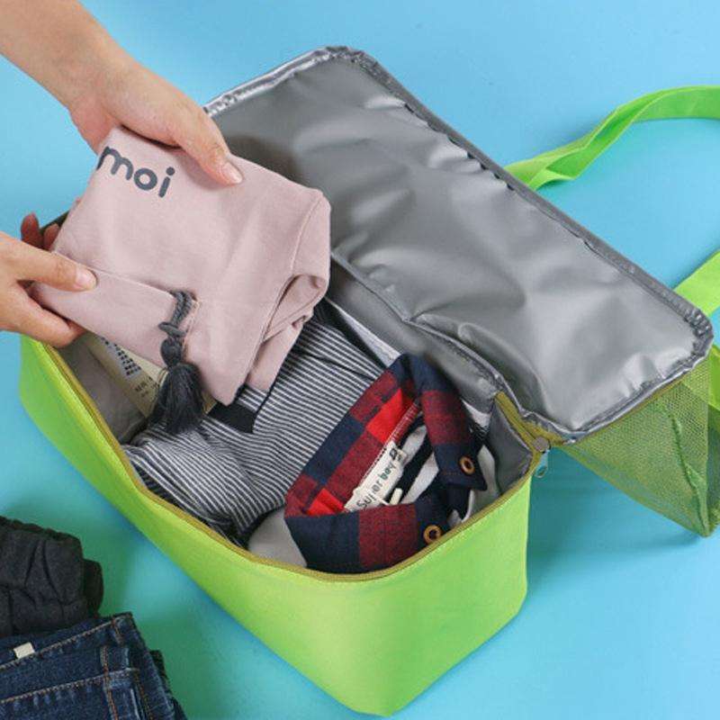 Portable Double Layer Mesh Sport Duffel Beach Picnic Shoulder Storage Bag Handbag(Blue)