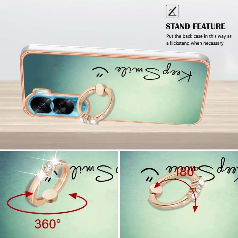 For Honor 90 Lite 5G Electroplating Dual-side IMD Phone Case with Ring Holder(Smile)