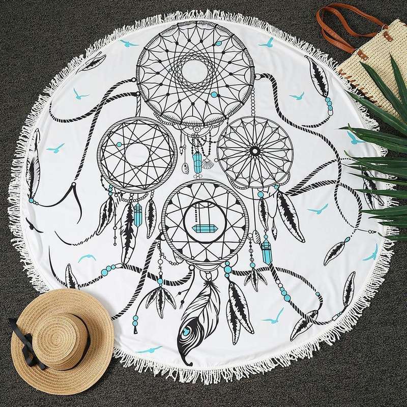Microfiber Round Summer Bath Towel Sand Beach Towel Shawl Scarf, Size: 150 x 150cm