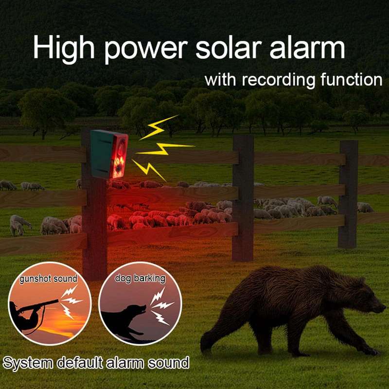 N911N Solar Alarm Infrared Sensor Sound And Light Blast Warning Light Animal Repeller(English Ver...