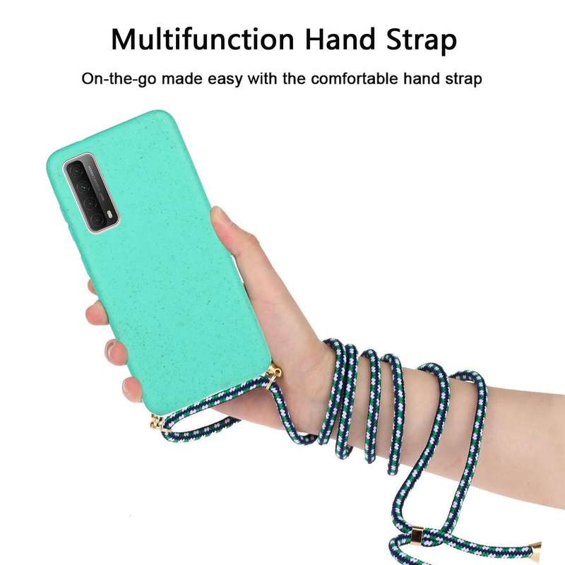 For Huawei P smart 2021 Wheat Straw Material + TPU Protective Case with Lanyard(Green)