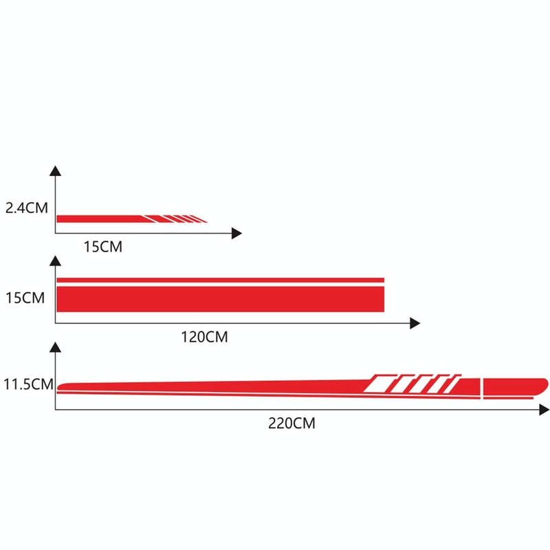 5 in 1 Car Styling Stripe Hood PVC Sticker Auto Decorative Sticker (Red)
