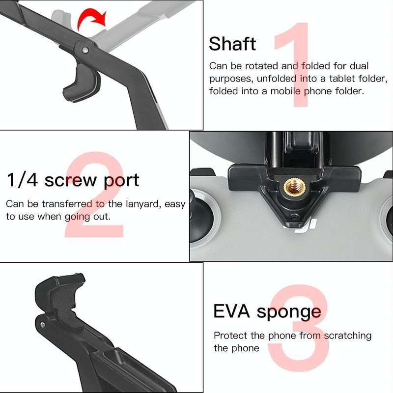 RCSTQ Remote Control Phone Tablet Bracket for DJI Mavic 3/Mini 2/Mini 3 Pro,Style: Only Clip
