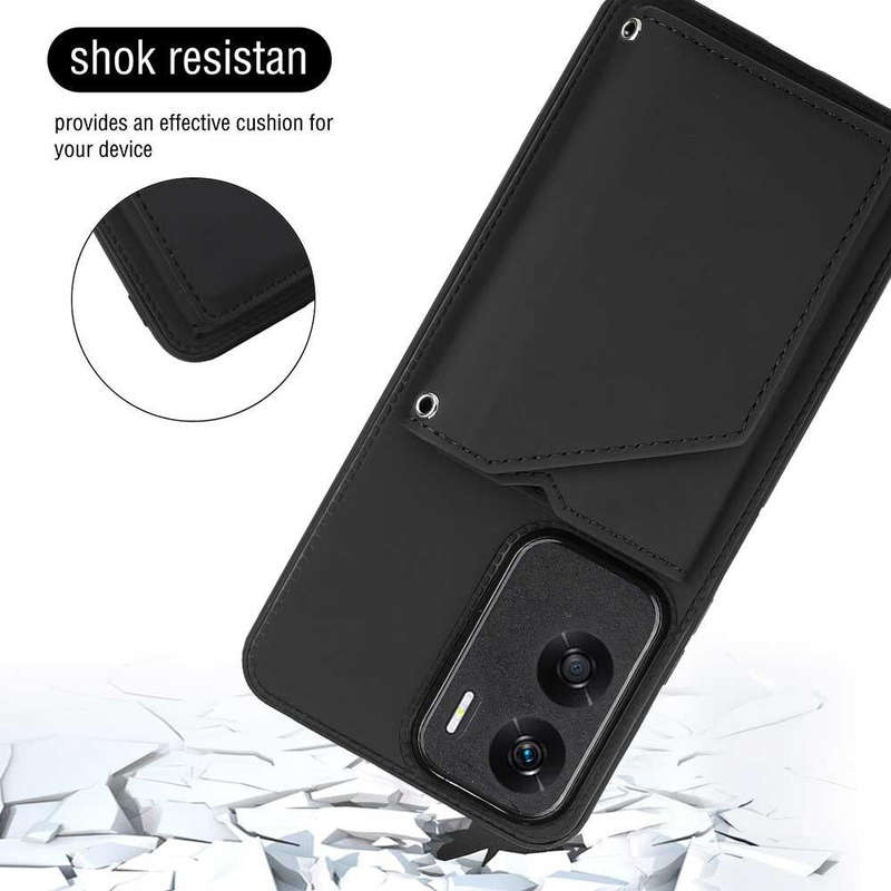 For Honor 90 Lite/X50i Skin Feel PU + TPU + PC Card Slots Phone Case(Black)
