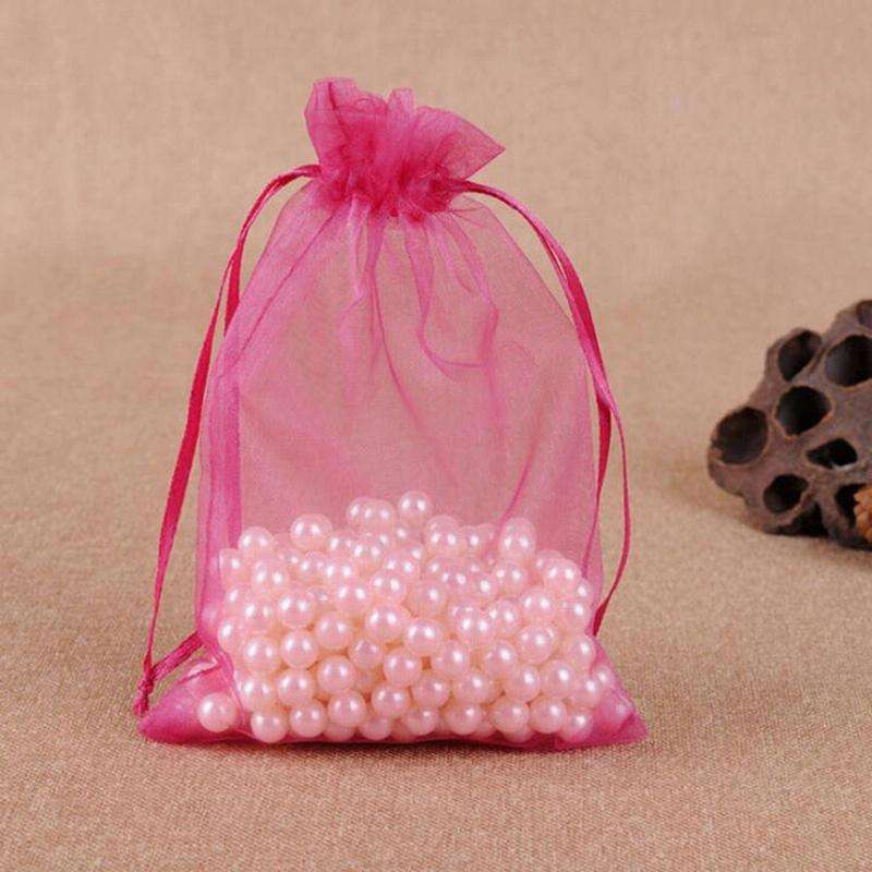 100 PCS Gift Bags Jewelry Organza Bag Wedding Birthday Party Drawable Pouches, Gift Bag Size:7X9c...
