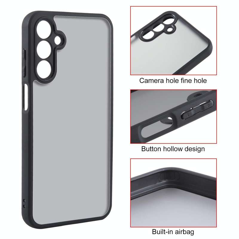 For Samsung Galaxy A15 Fine Pore Matte Black TPU + PC Phone Case