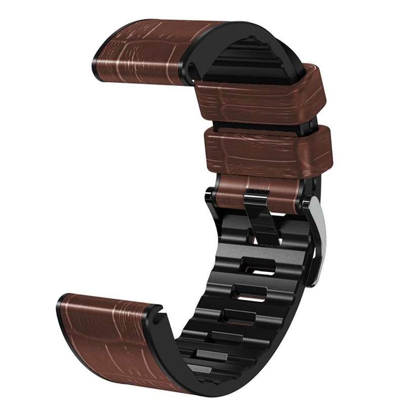 For Garmin Fenix 7X/6X Pro/Tactix 7 26mm Crocodile Texture Silicone Leather Watch Band(Coffee)