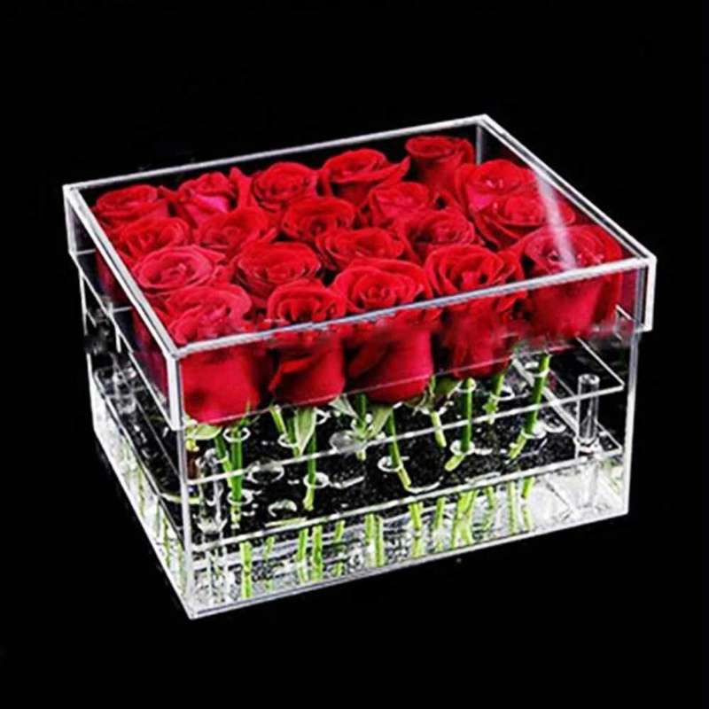 Square Transparent Acrylic Gift Box Flower Box, Specification: 25 Holes