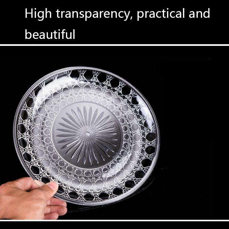 5 PCS Acrylic Round Transparent Fruit Dish, Diameter: 15cm(Lotus)
