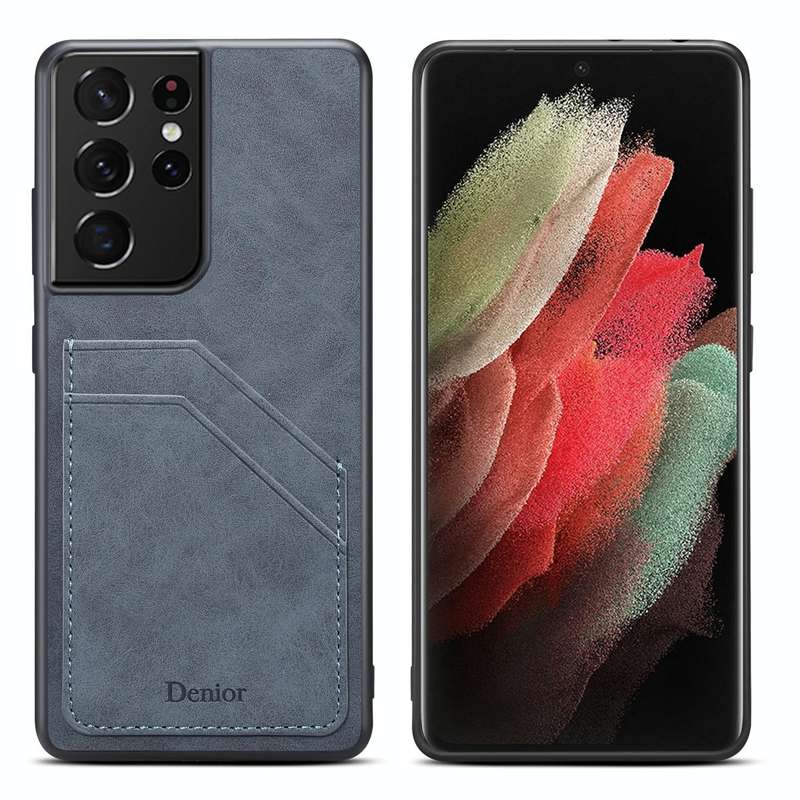 For Samsung Galaxy S23 Ultra 5G Denior PU Dual Card Slot Phone Case(Grey)