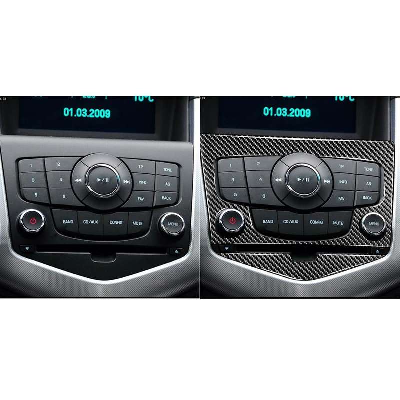 Car Carbon Fiber CD Panel Decorative Sticker for Chevrolet Cruze 2009-2015, Left and Right Drive ...