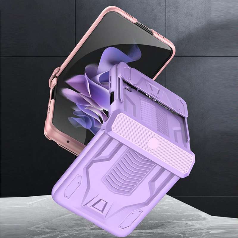 For Samsung Galaxy Z Flip4 GKK Sliding Camshield Magnetic Armor Flip Phone Case(Sweet Pink)