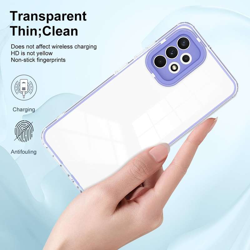 For Samsung Galaxy A53 5G 3 in 1 Clear TPU Color PC Frame Phone Case(Purple)