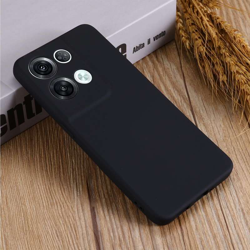 For OPPO Reno8 Pro 5G Global Pure Color Liquid Silicone Shockproof Phone Case(Black)
