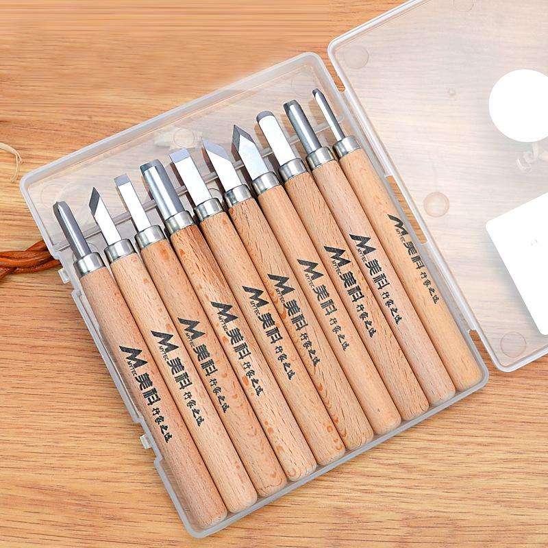 10 PCS/Set MYTEC Multifunctional Woodworking Rubber Stamp Carving Tool Knife