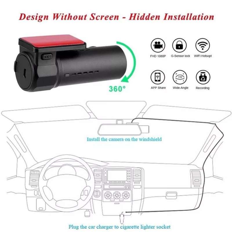 Mini Car Dash Camera WiFi Monitor Full HD Dashcam Video Recorder Camcorder Motion Detection, Supp...