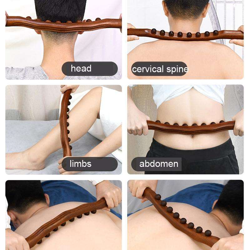Eight-bead Beech Wood Carbonized Massage Stick Rolling Tendon Scraping Stick 53cm