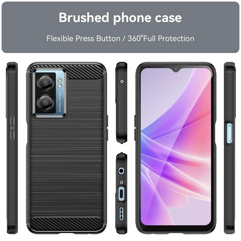 For OPPO A77 4G Brushed Texture Carbon Fiber Shockproof TPU Phone Case(Black)