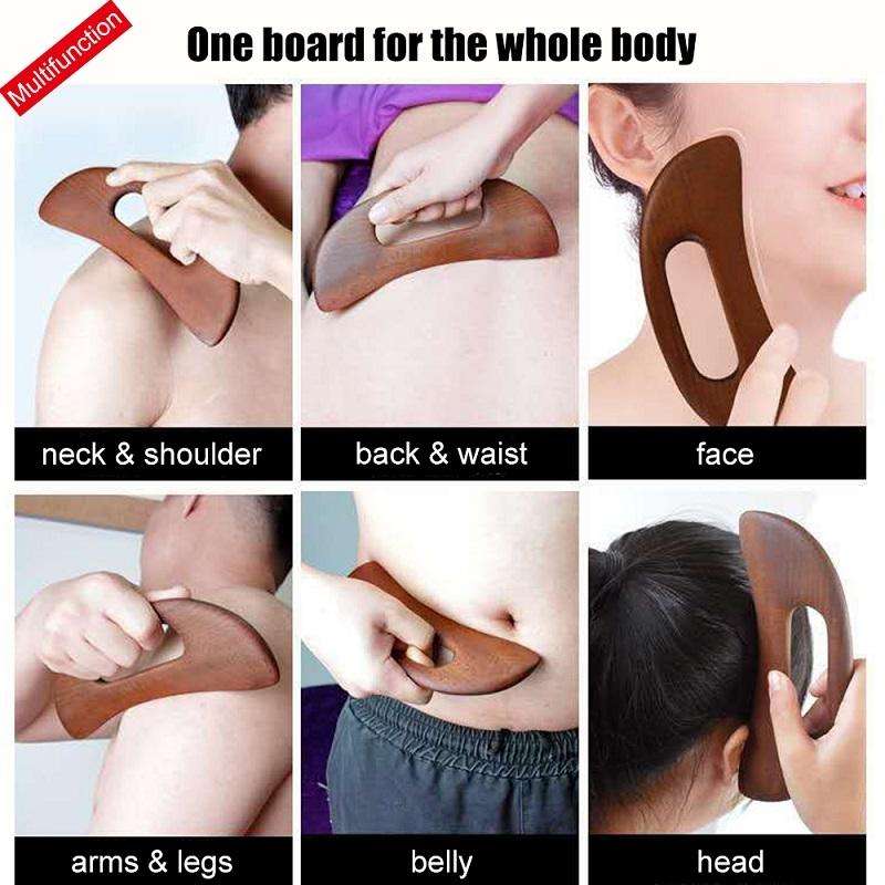 Wooden Back Scraping Board Stovepipe Massage Tool(Carbonized Beech)