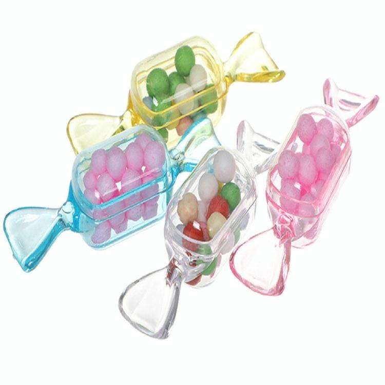 10 PCS/Set Transparent Creative Candy Box Small Candy-shaped Mini Plastic Box(Clear Pink)