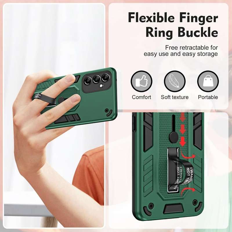For Samsung Galaxy A24 4G Variety Brave Armor Finger Loop Holder Phone Case(Green)