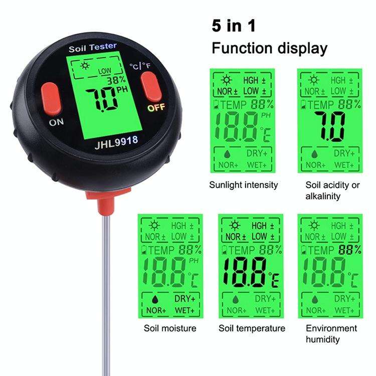 Five-In-One Soil Meter PH Humidity Temperature Photometry Detector PH Photometry Multifunctional ...