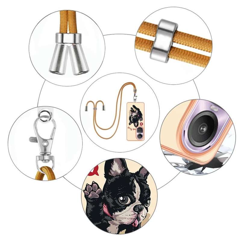 For OPPO Reno10 Pro 5G Global Electroplating Dual-side IMD Phone Case with Lanyard(Lucky Dog)