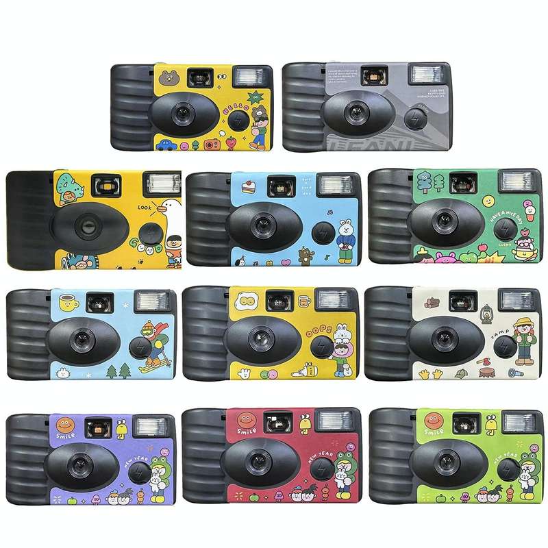 12pcs Cheers Retro Film Camera Waterproof Cartoon Decorative Stickers without Camera
