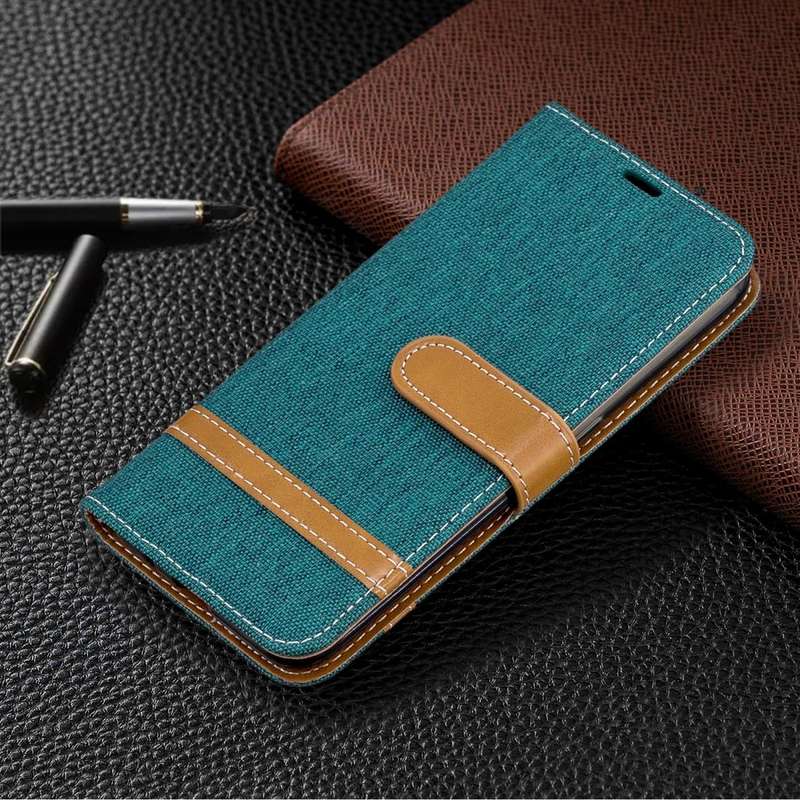 For Galaxy A01 Color Matching Denim Texture Horizontal Flip Leather Case with Holder & Card Slots...