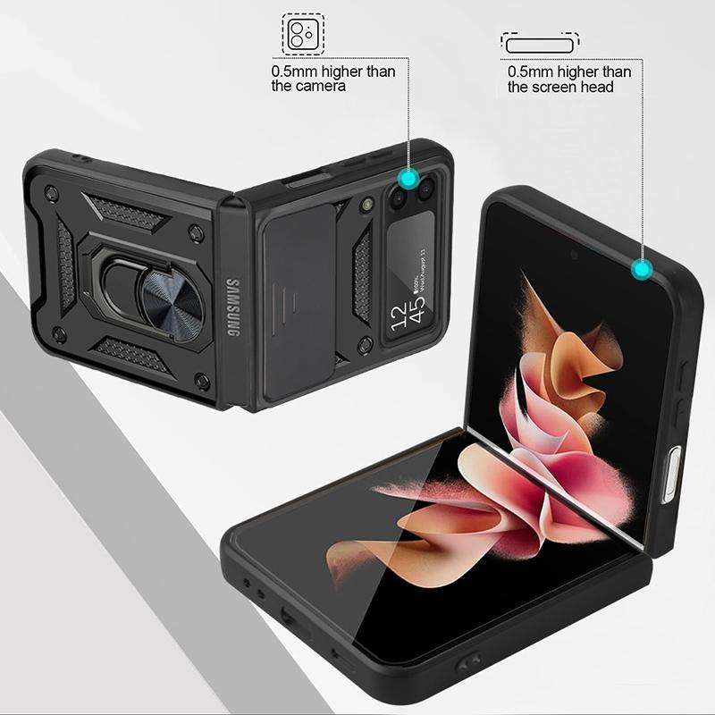 For Samsung Galaxy Z Flip3 5G Sliding Camera Cover Design TPU+PC Protective Case(Black)