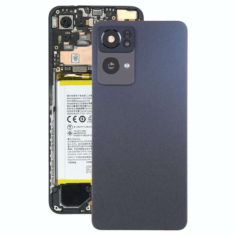 For OPPO Reno7 Pro Original Battery Back Cover with Camera Lens Cover(Black)